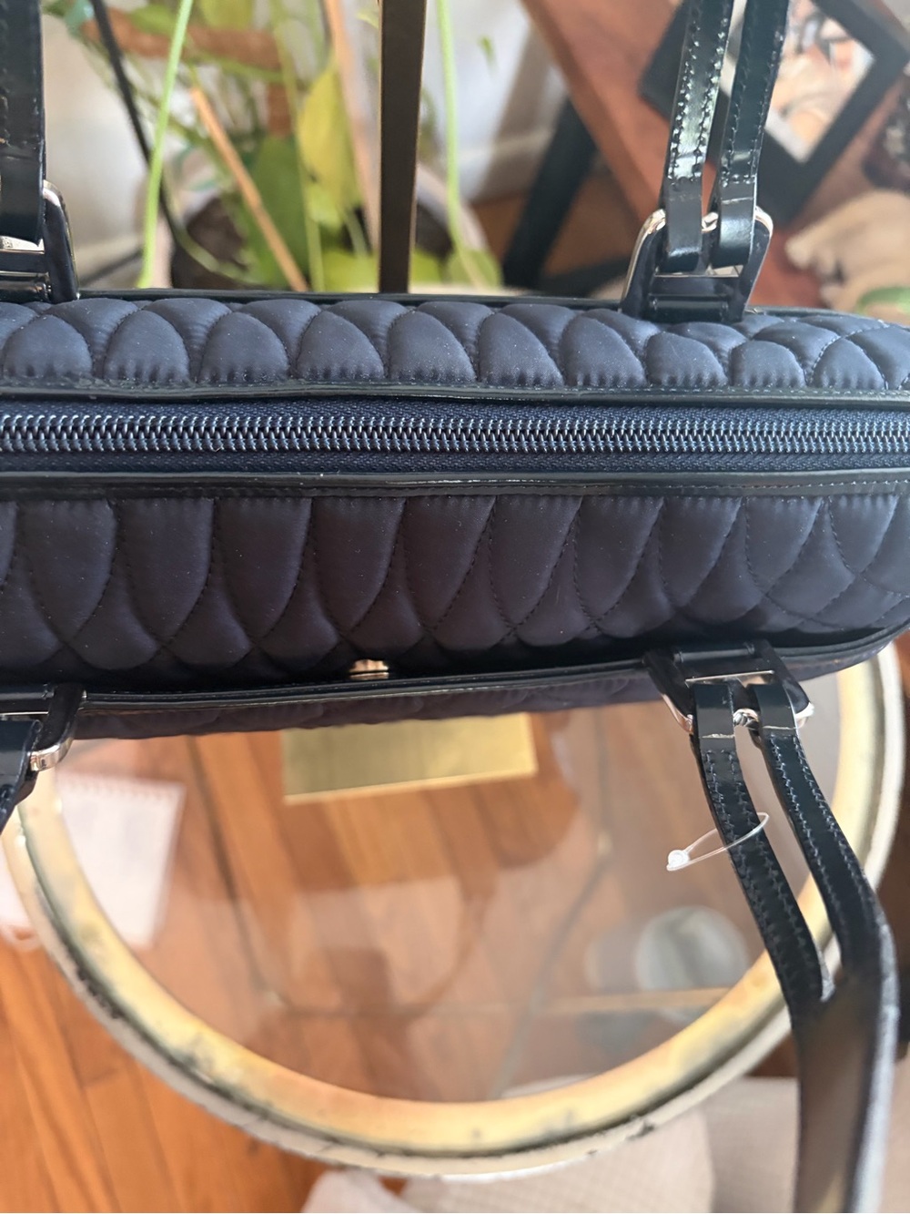 Vintage BALLY Black Quilted Nylon & Leather Satchel Shoulder Bag NWT - Picture 7 of 13